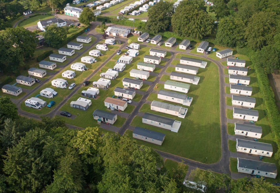 Aerial Shot of mobile homes & touring pitches