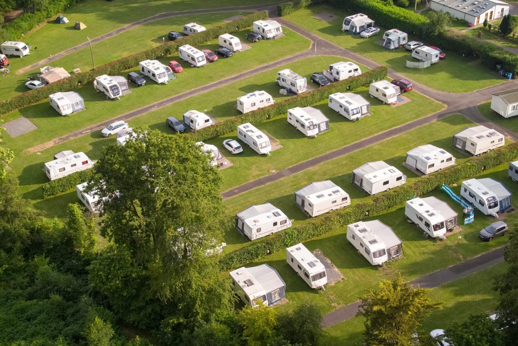 Aerial shot touring pitches Forest Glade