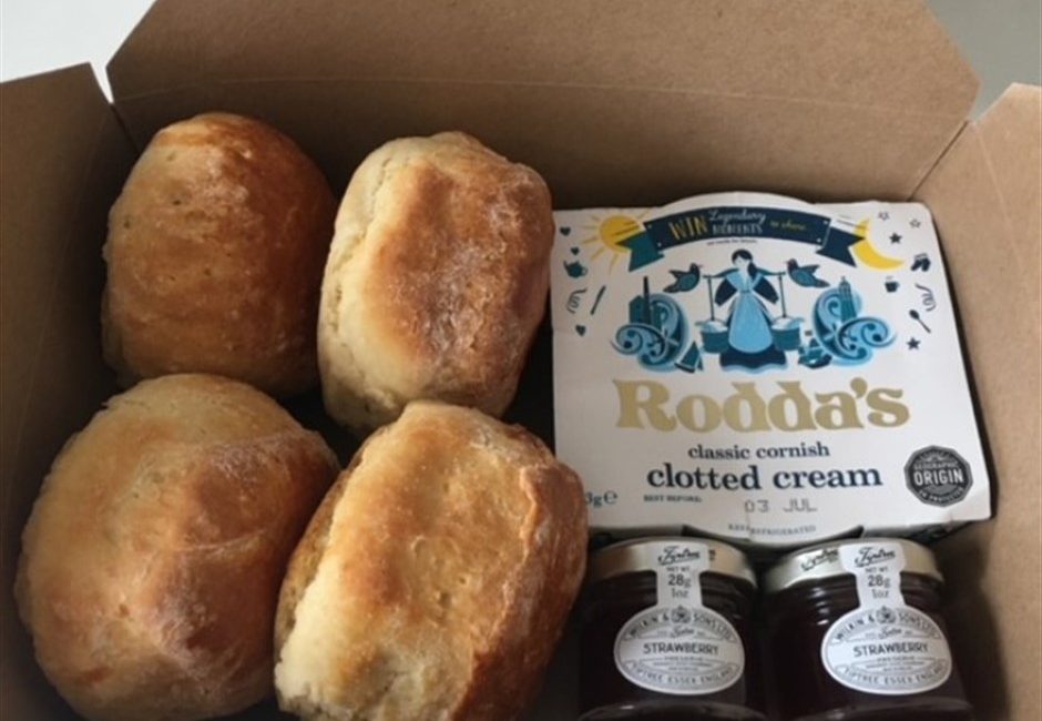devon cream tea with rodda's clotted cream and jam